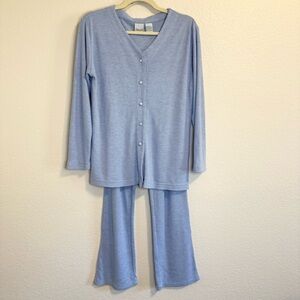 Haband! Light Blue Waffle Knit Long Sleeve Pajama Set - S